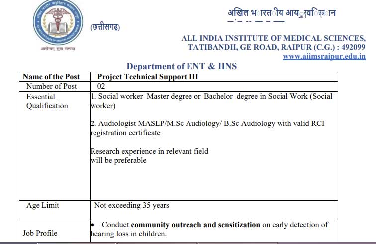 AIIMS Raipur Staff Vacancy 2025