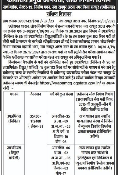 CG PWD Bharti 2025