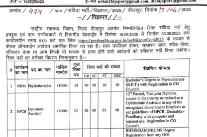 Feature image CMHO Bijapur Staff Vacancy 2025