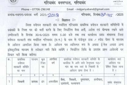 Feature image CGMFPFED Gariaband Manager Vacancy 2025