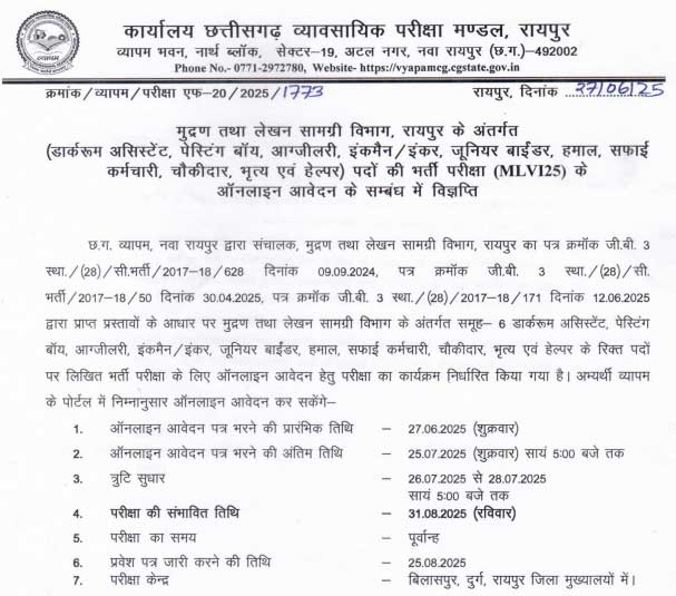 CGGPSD Raipur Vacancy 2025