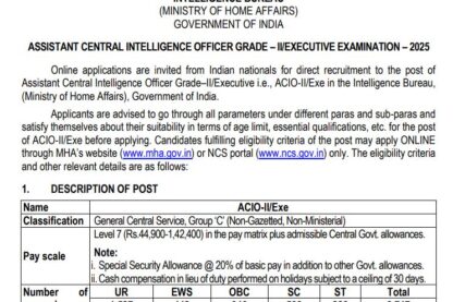 IB Vacancy 2025