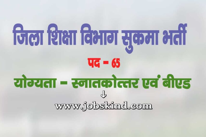 DEO Sukma Vacancy 2025