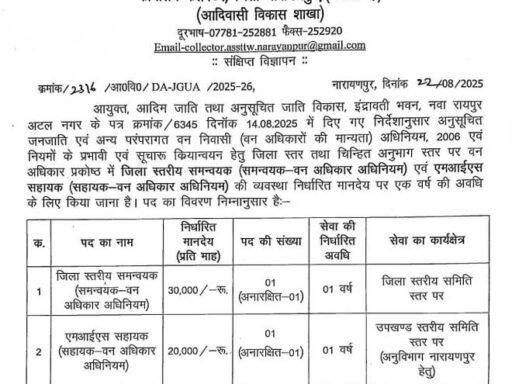 Tribal Department Narayanpur Vacancy