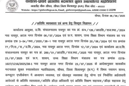 Govt PG College Sipat Bilaspur Vacancy 2025